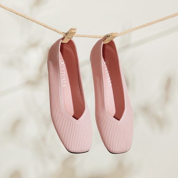 VIVAIA Margot 2.0 Square-Toe V-Cut Ballet Flats Blush Pink Women’s 11 - Picture 1 of 11